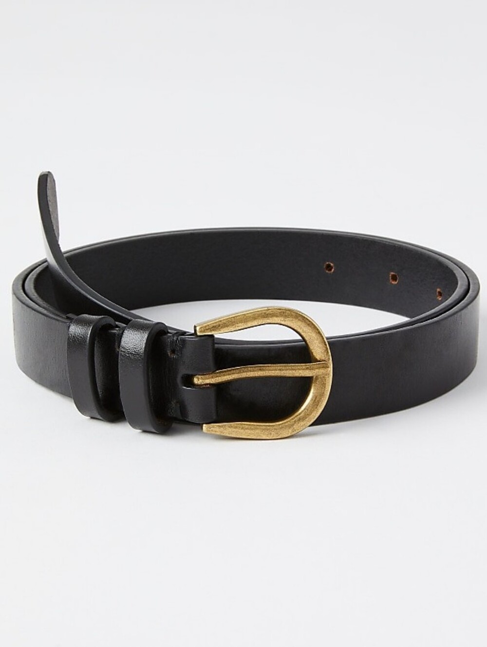 LOFT Black Leather Skinny Belt 41.5" Long